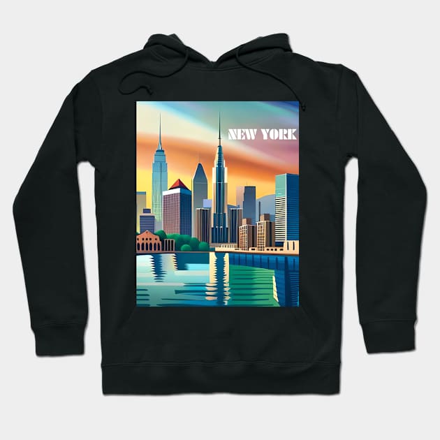 NYC Colorful Skyline Hoodie by Jled